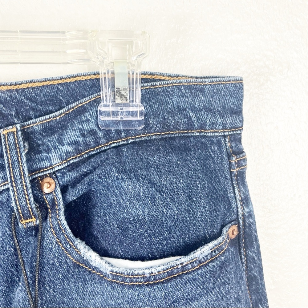 LEVI’S High Rise Button Fly Wedgie Straight Premium Denim Blue Jeans, Size 32 - Picture 12 of 16